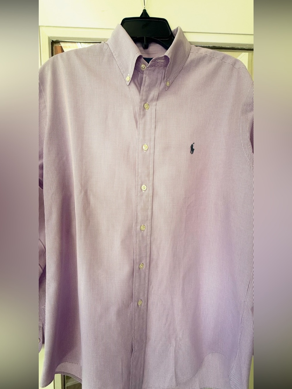 Men’s Ralph Lauren Lavender-White check Yarmouth 100% Cotton Button -Down  Shirt